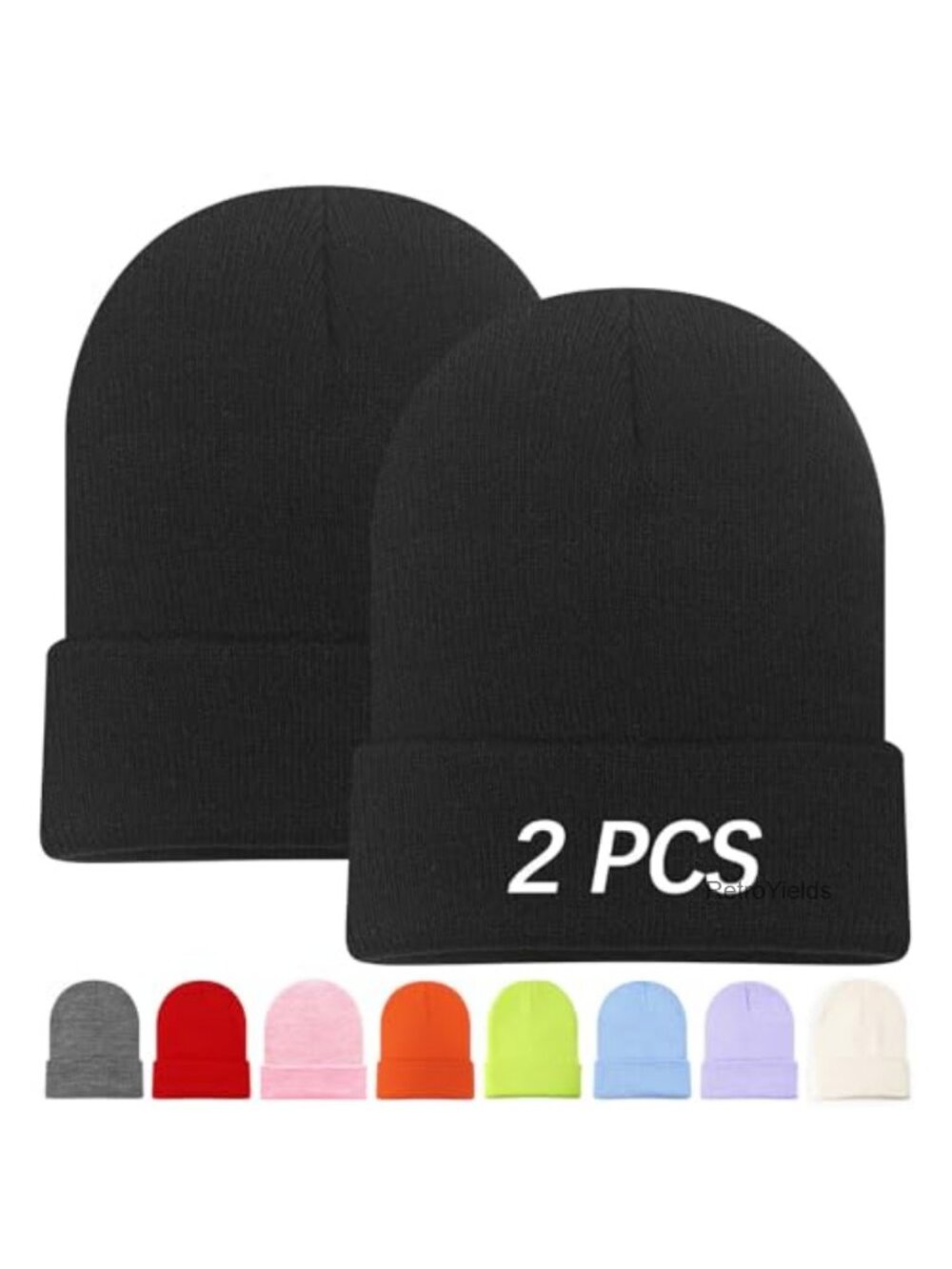 Double-Layered Acrylic Beanie Soft Stretch Winter Knit Hat for Ski